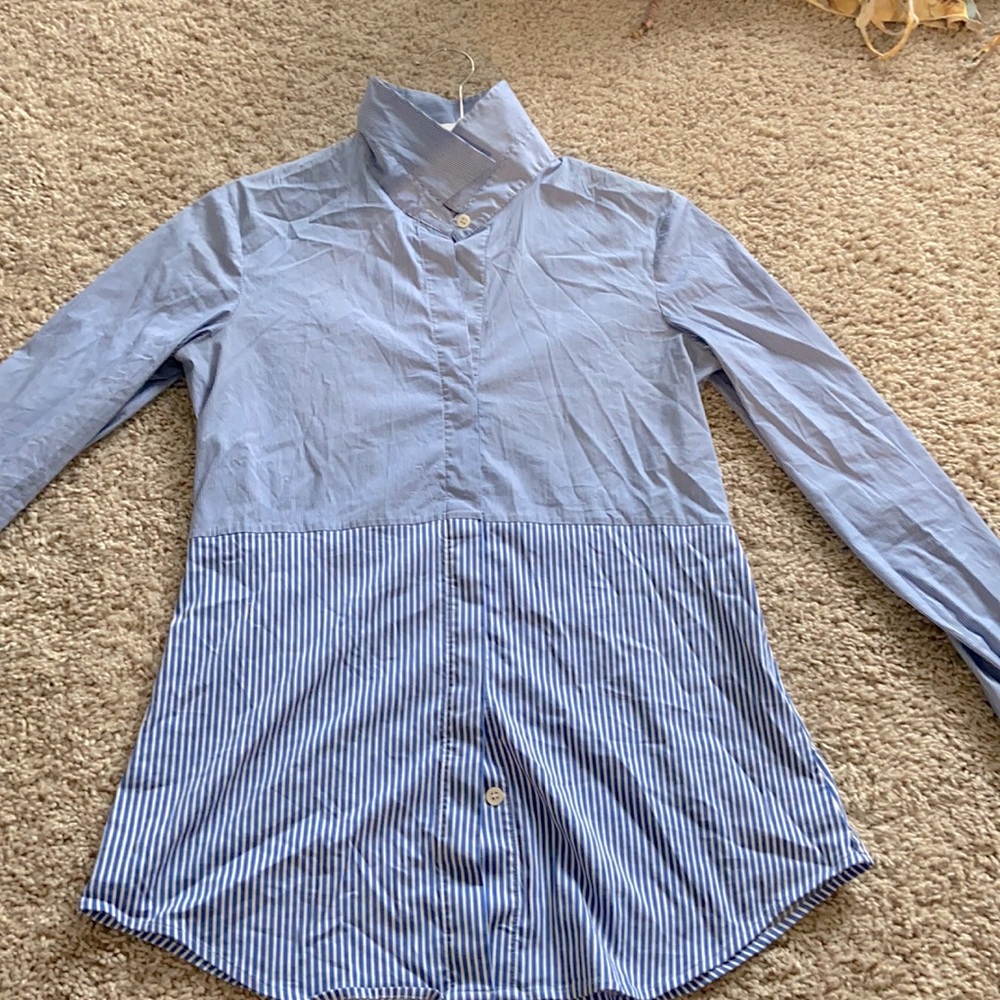 Medium Theory striped blue long sleeve work top